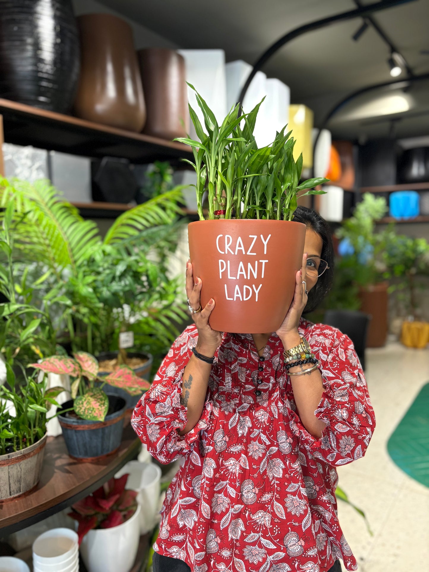 Crazy Plant Lady Terracotta Large Size Table Top Pot