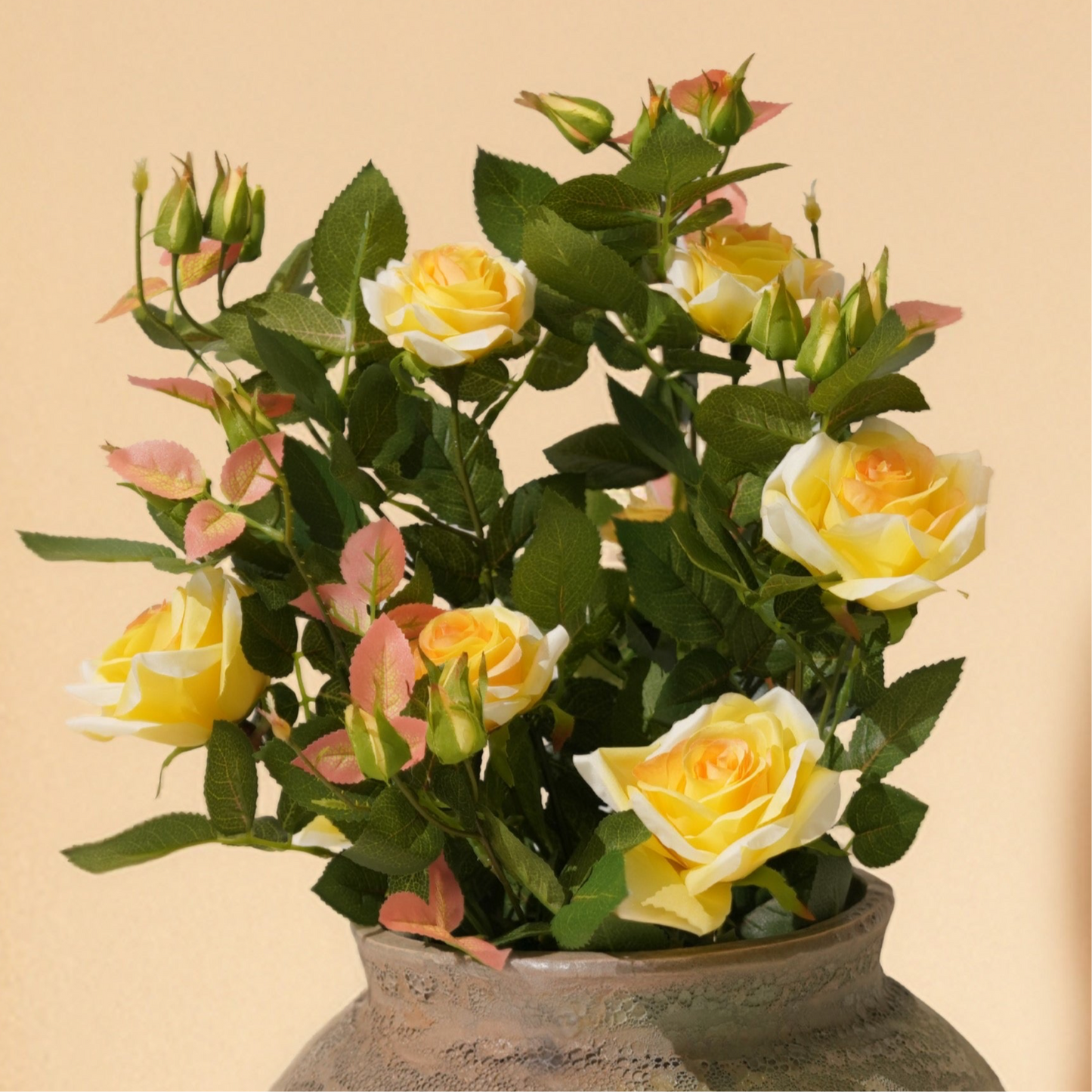 Rose Yellow Artificial Plant (50cm) No Pot