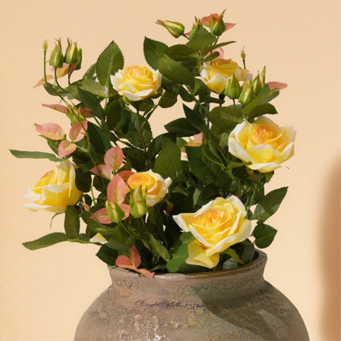 Rose Yellow Artificial Plant (50cm) No Pot