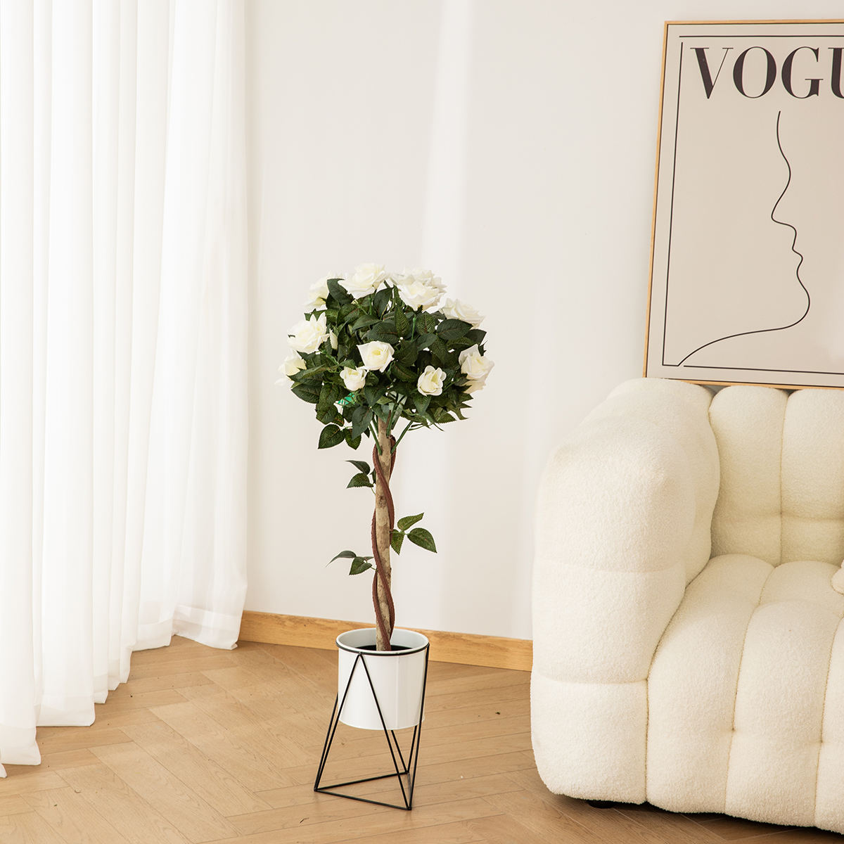 White Rose Artificial Plant (90CM) No Pot