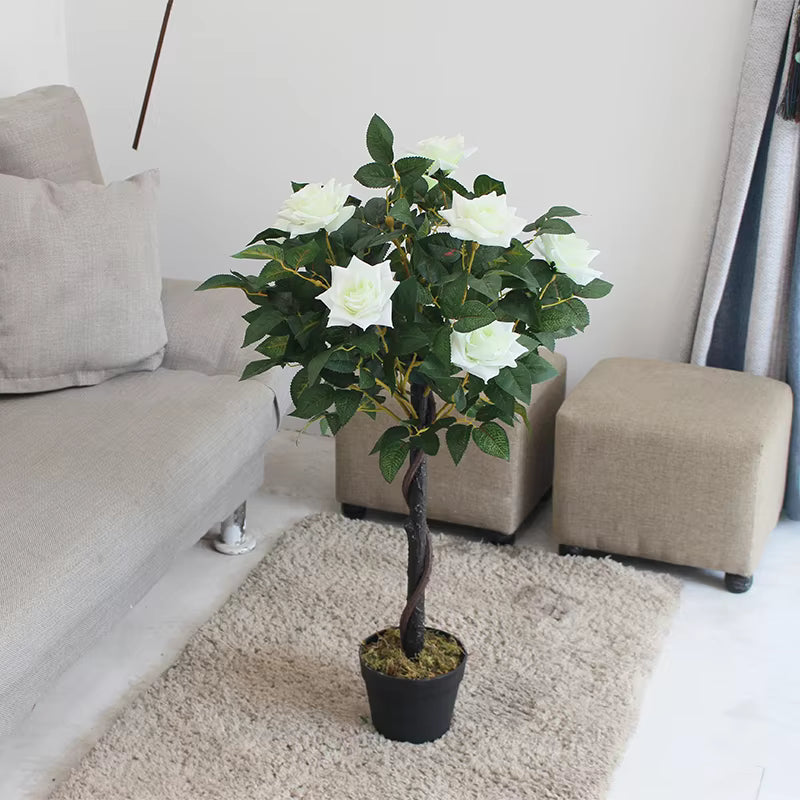 White Rose Artificial Plant (90CM) No Pot