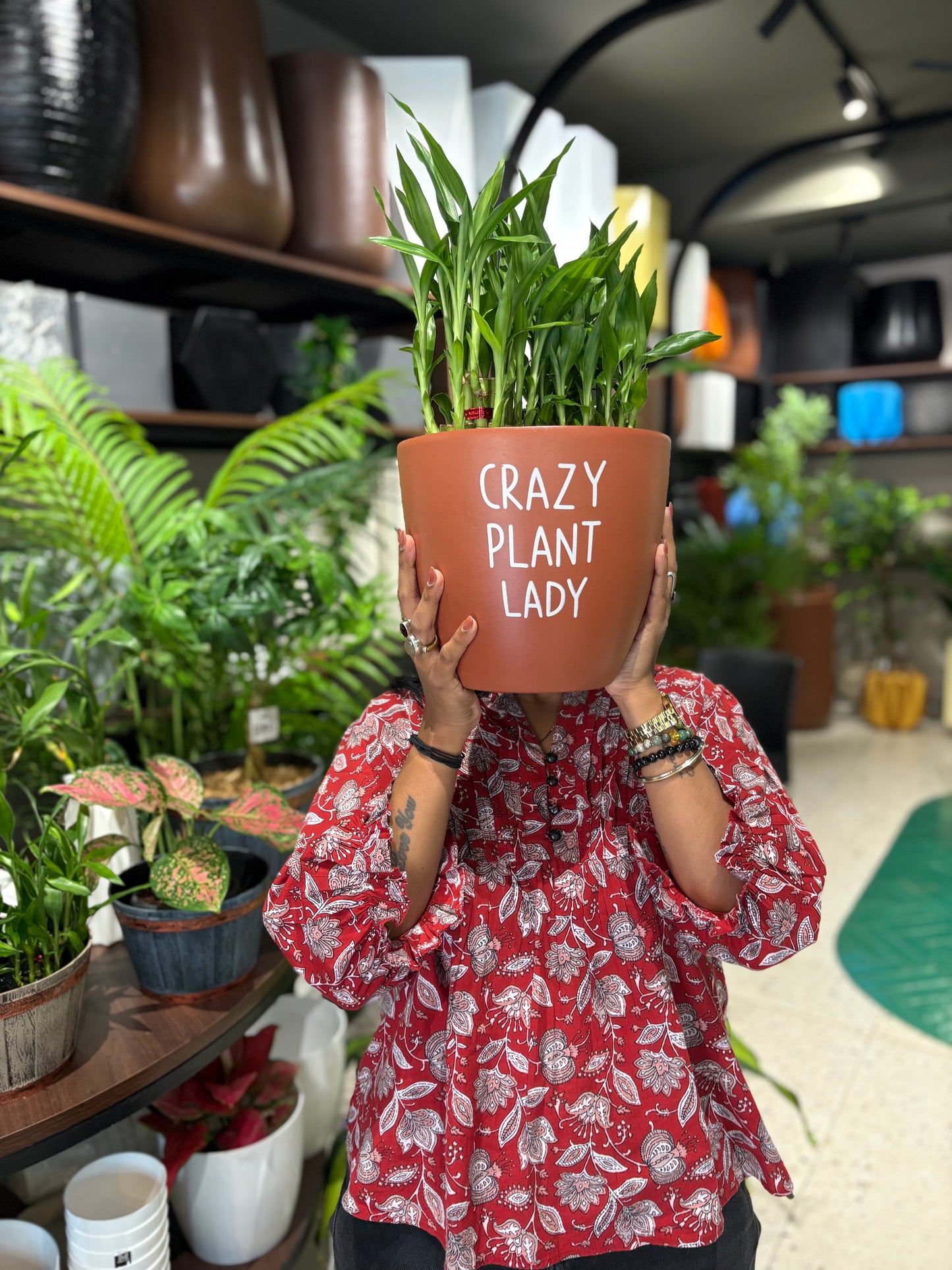 Crazy Plant Lady Terracotta Large Size Table Top Pot
