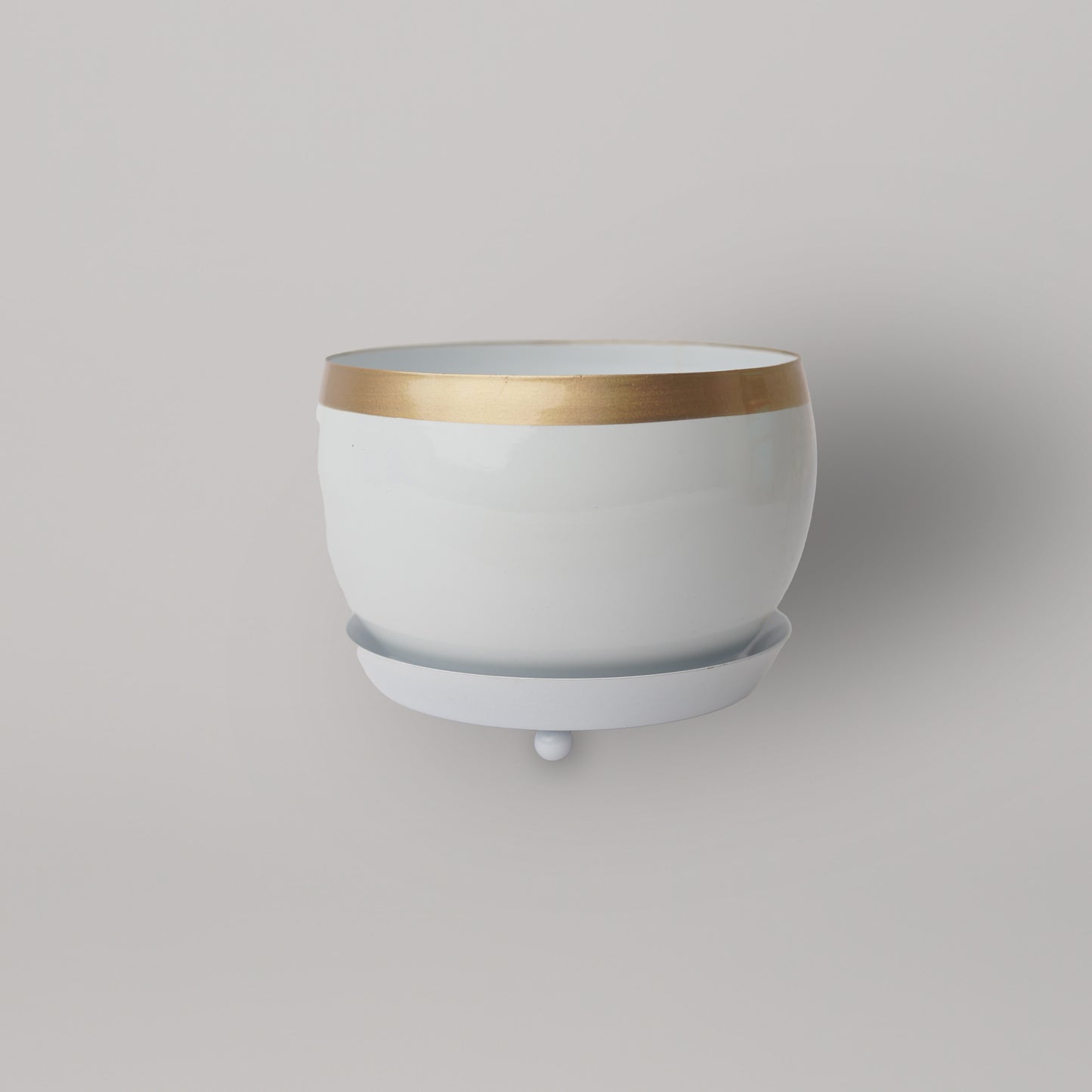 OurBalconyGarden White Gold Metal Pot B305