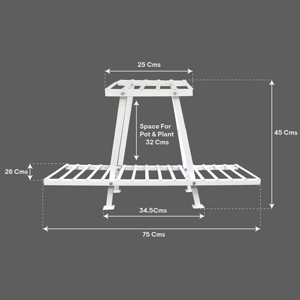 OurBalconyGarden White Color Pot Balcony Garden Metal Stand OBGA-03