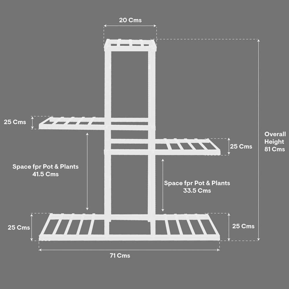 OurBalconyGarden White Metal Stand for Plant Balcony Garden OBGA-02
