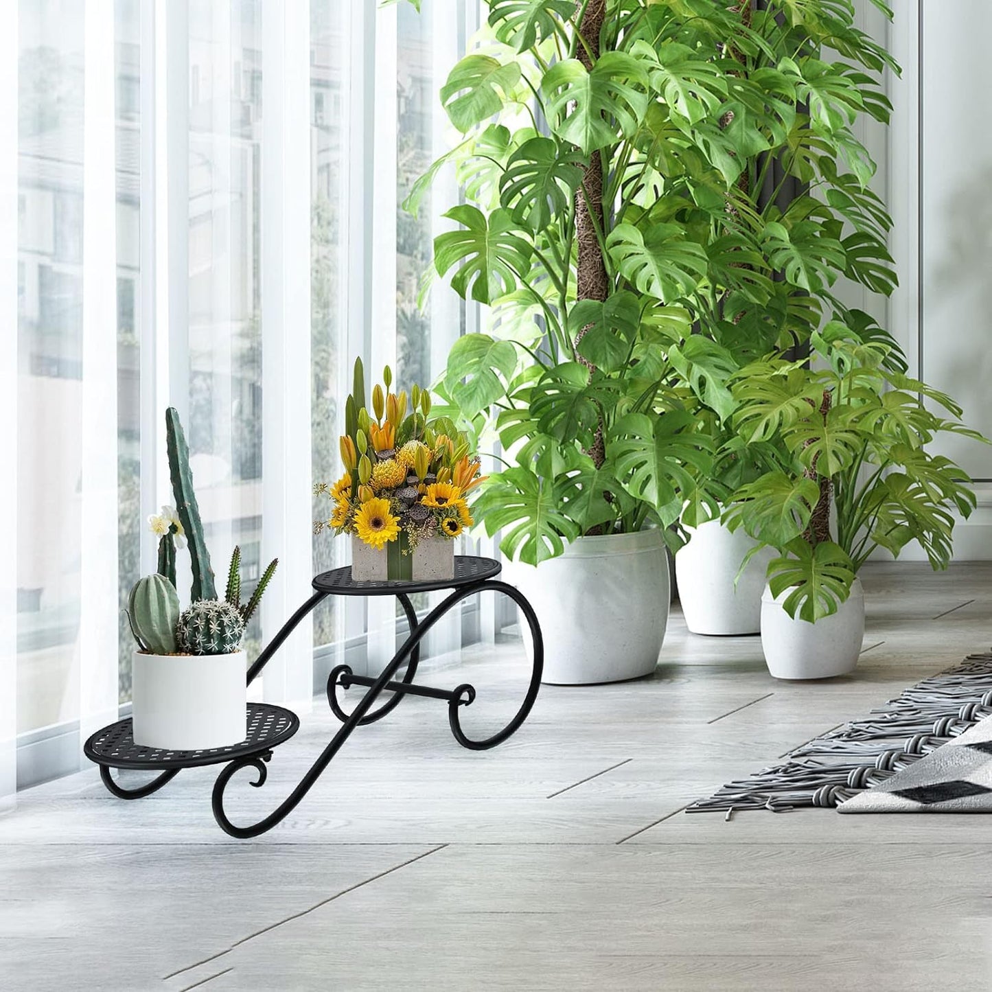 OurBalconyGarden Plant Metal Double Pot Stand(Pc 2) OBGA-05