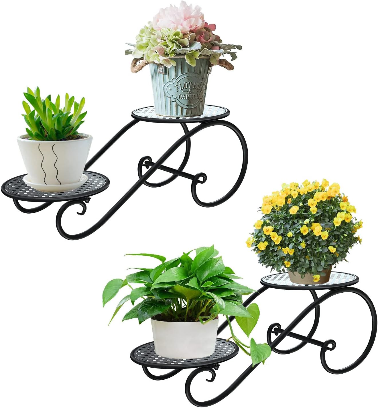 OurBalconyGarden Plant Metal Double Pot Stand(Pc 2) OBGA-05