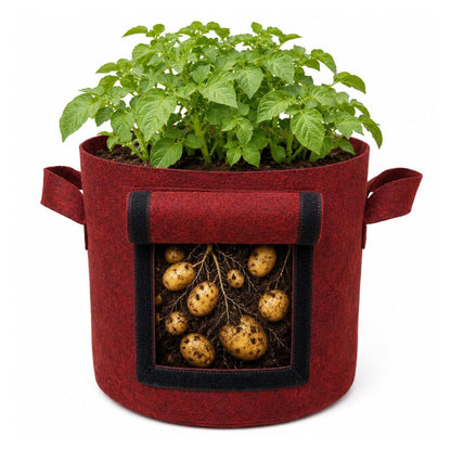 Grow Bags for Root Vegetables, Geo Fabric 400 GSM Plant Bag (Maroon Color, Pack of 1)