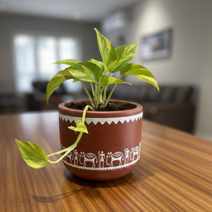 Warli Art Terracotta Pot