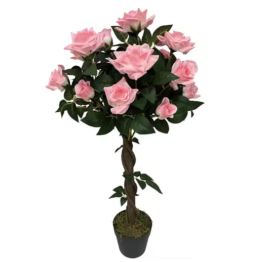 Pink Rose Artificial Plant (90CM) No Pot