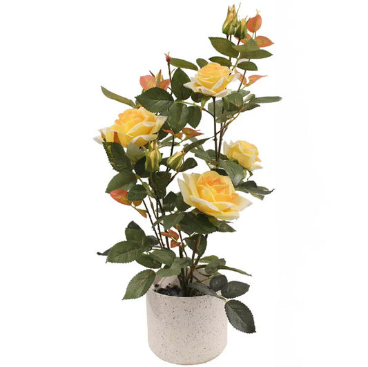 Rose Yellow Artificial Plant (50cm) No Pot