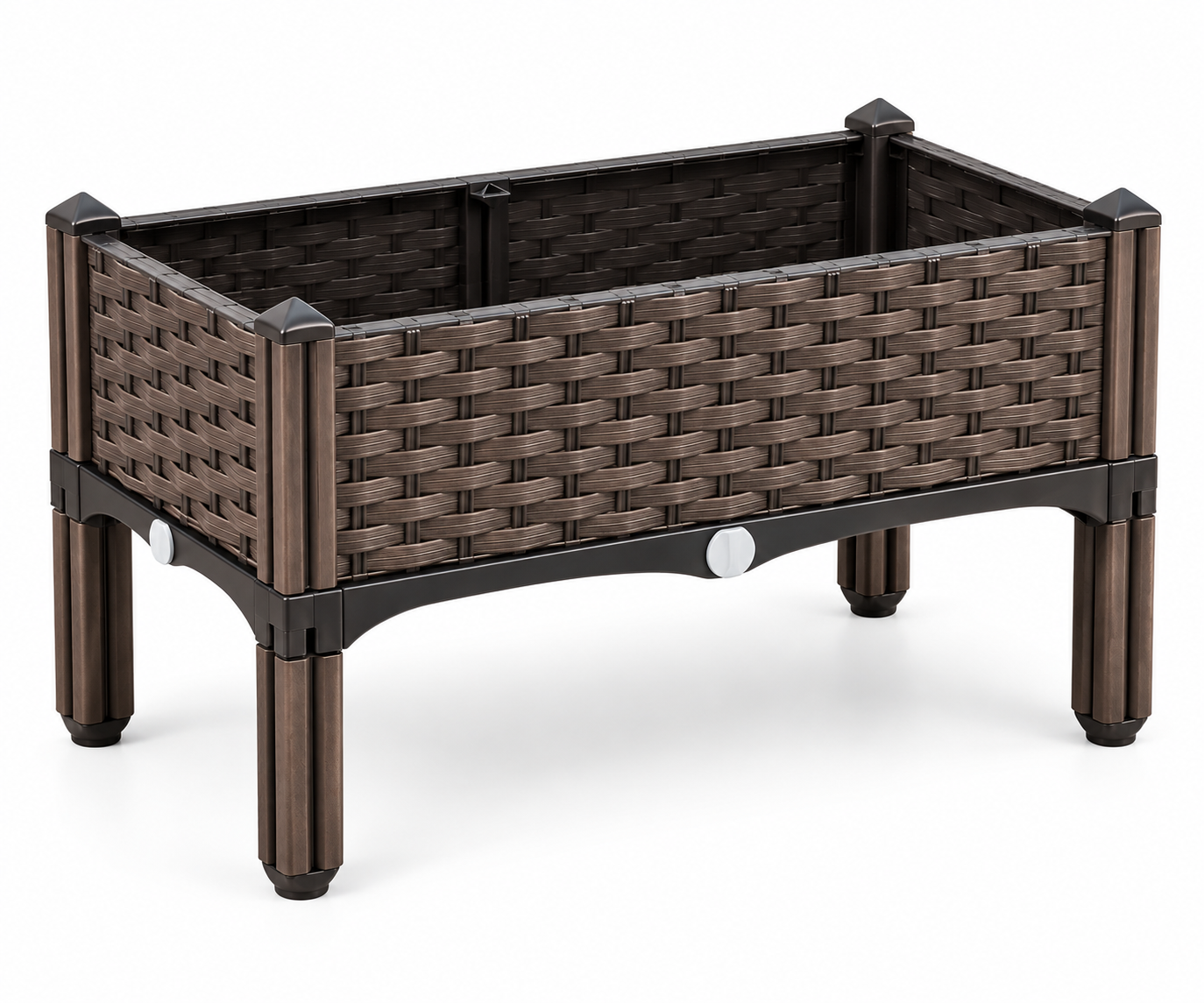 Elevated Rectangular Garden Planter with Stand – Rattan-Style Raised Grow Bed for Vegetables, Herbs & Flowers (Pack of 1)
