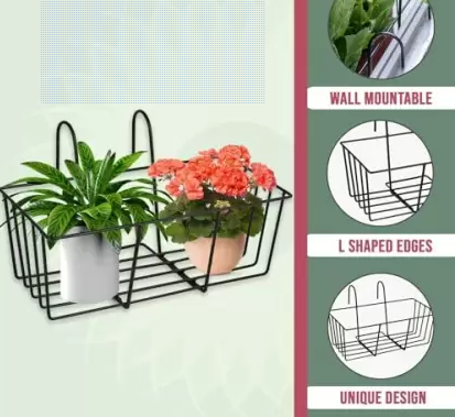 OurBalconyGarden Two Pot Railing HANGING BASKET OBGA-07