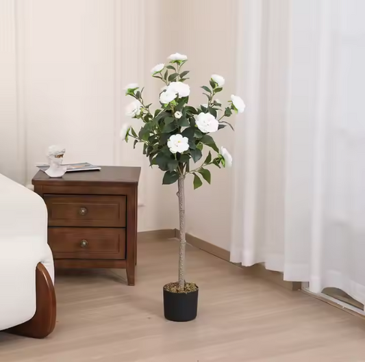 OurBalconyGarden White Camellia Artificial Plant OBG11