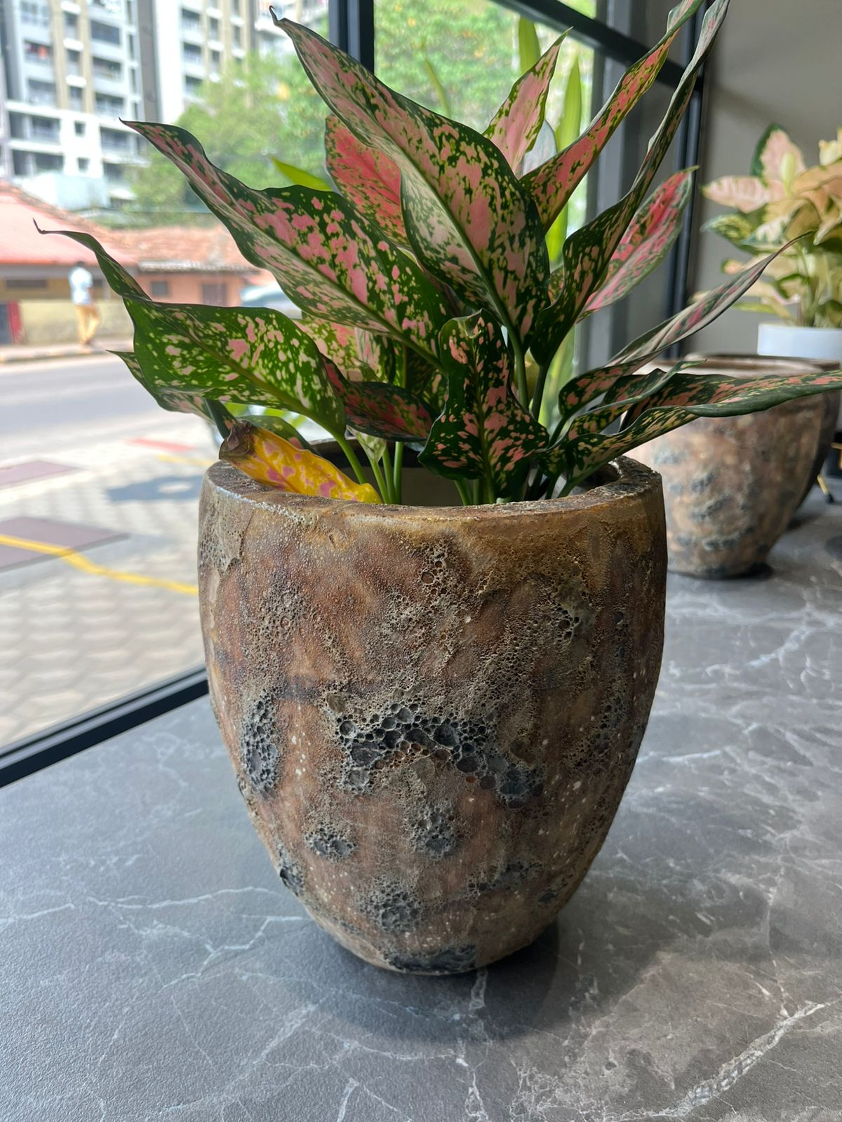 OurBalconyGarden Glazed Brown Ceramic Pot B294